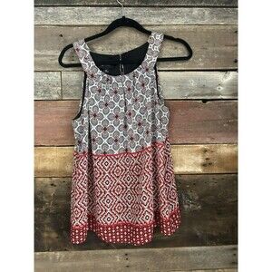 AB Studio Brand Sleeveless Blouse Features A Geometric Pattern. Size Medium